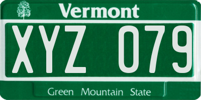 VT license plate XYZ079