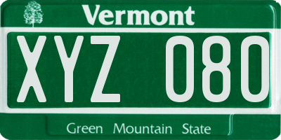 VT license plate XYZ080