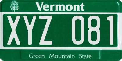 VT license plate XYZ081