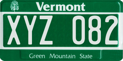 VT license plate XYZ082