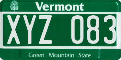 VT license plate XYZ083
