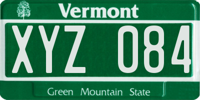 VT license plate XYZ084