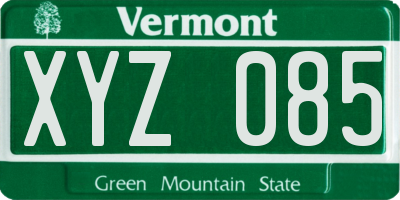 VT license plate XYZ085