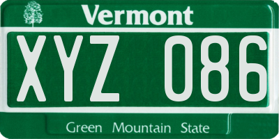 VT license plate XYZ086