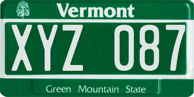 VT license plate XYZ087