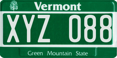 VT license plate XYZ088