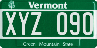 VT license plate XYZ090