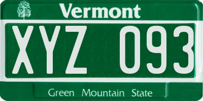 VT license plate XYZ093