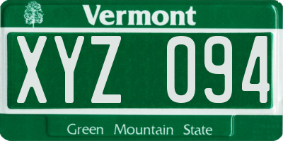 VT license plate XYZ094