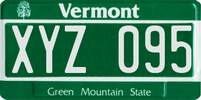 VT license plate XYZ095