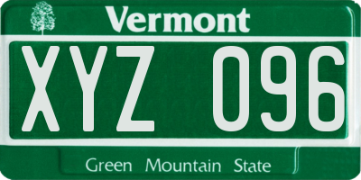 VT license plate XYZ096