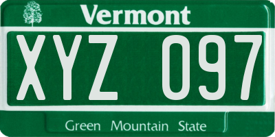 VT license plate XYZ097