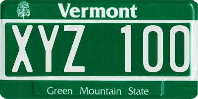VT license plate XYZ100