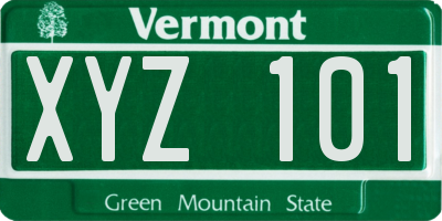 VT license plate XYZ101