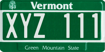 VT license plate XYZ111