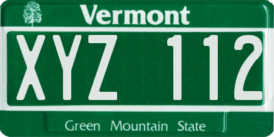 VT license plate XYZ112