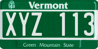 VT license plate XYZ113