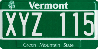 VT license plate XYZ115