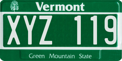 VT license plate XYZ119