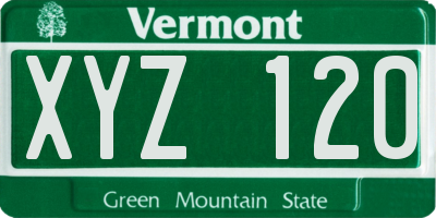 VT license plate XYZ120