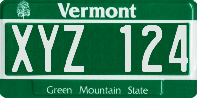 VT license plate XYZ124