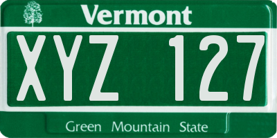VT license plate XYZ127