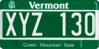 VT license plate XYZ130