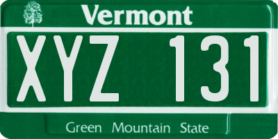 VT license plate XYZ131