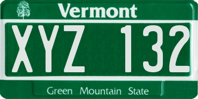 VT license plate XYZ132