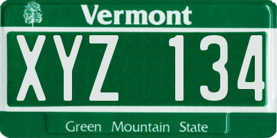 VT license plate XYZ134