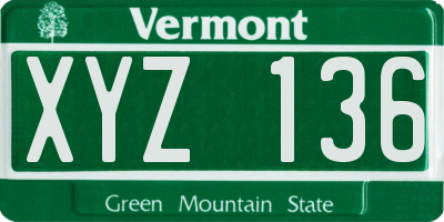 VT license plate XYZ136