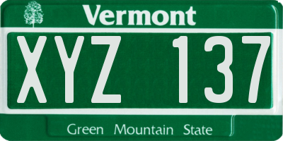 VT license plate XYZ137