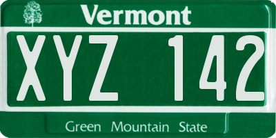 VT license plate XYZ142
