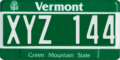 VT license plate XYZ144