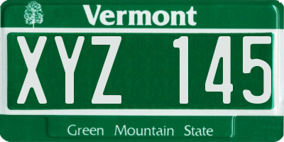 VT license plate XYZ145