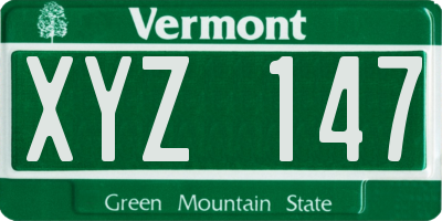 VT license plate XYZ147