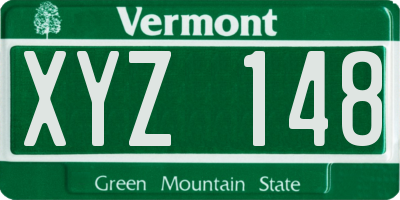 VT license plate XYZ148