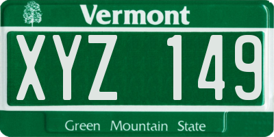 VT license plate XYZ149
