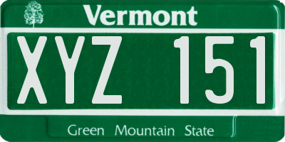 VT license plate XYZ151