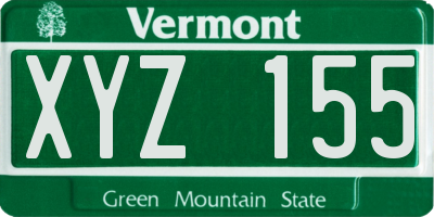 VT license plate XYZ155