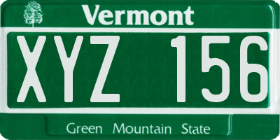 VT license plate XYZ156