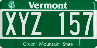 VT license plate XYZ157