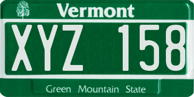 VT license plate XYZ158