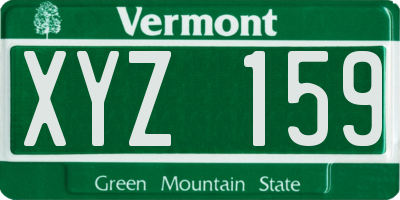 VT license plate XYZ159