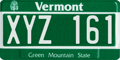 VT license plate XYZ161