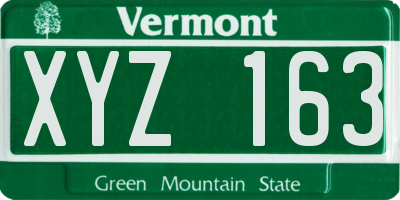VT license plate XYZ163