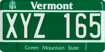 VT license plate XYZ165
