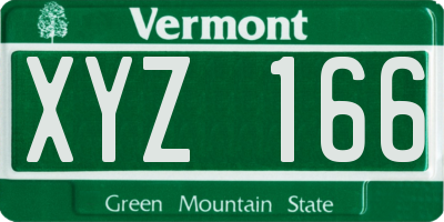 VT license plate XYZ166