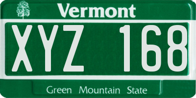 VT license plate XYZ168