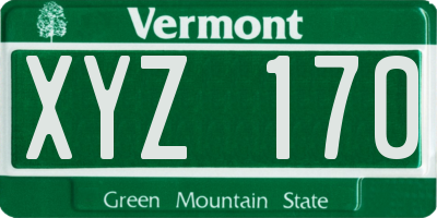 VT license plate XYZ170